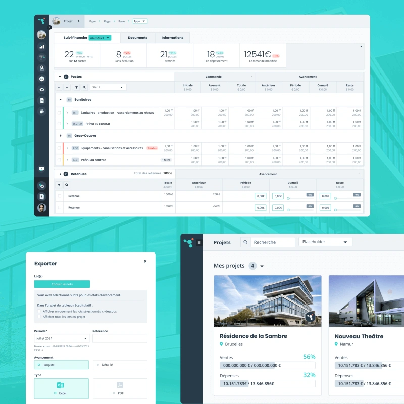 project thumbnails ui construction saas